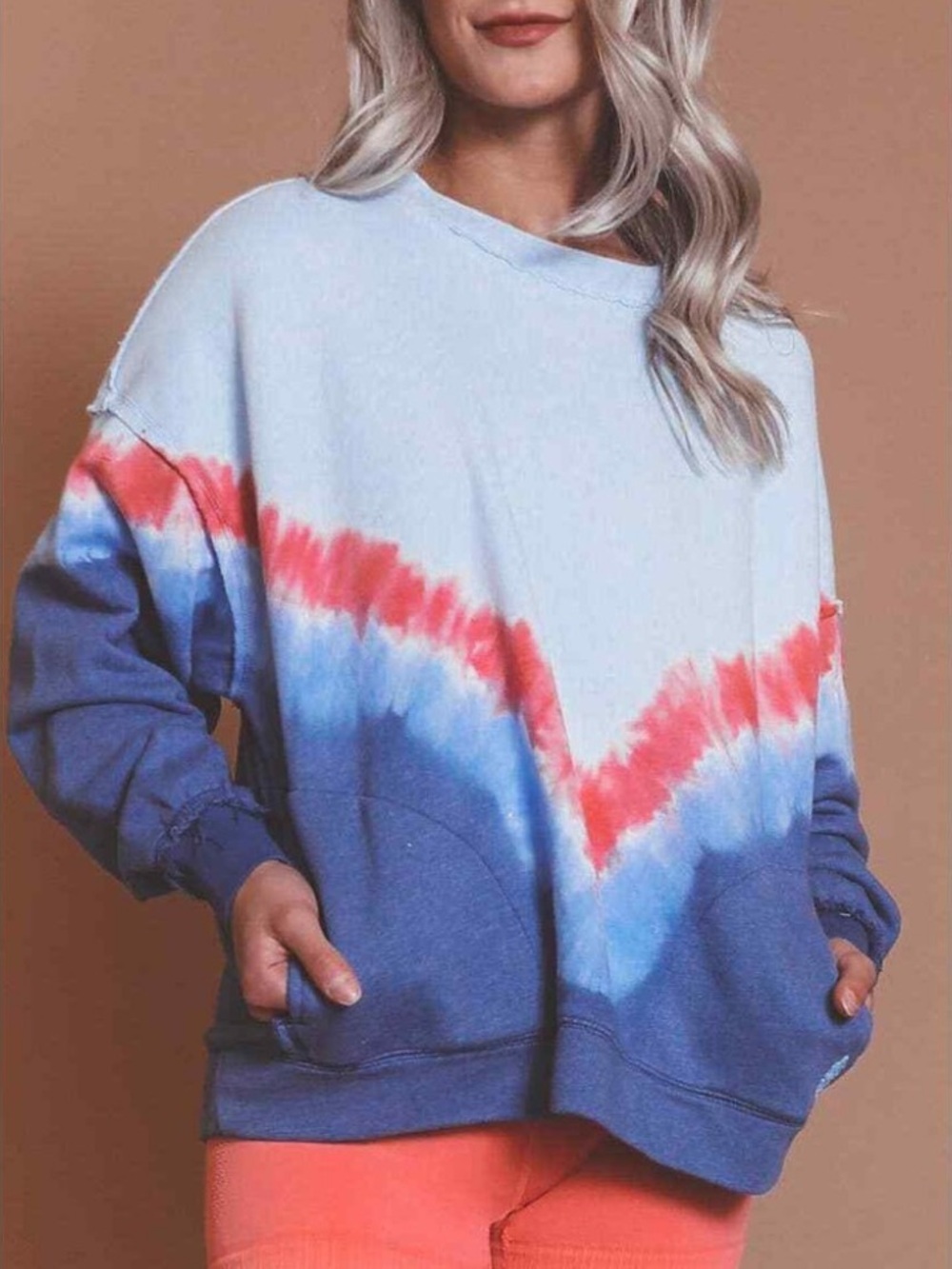 FP Movement Pullover Sweatshirt with Pockets in aurora blue combo (tie-dye) NWT
